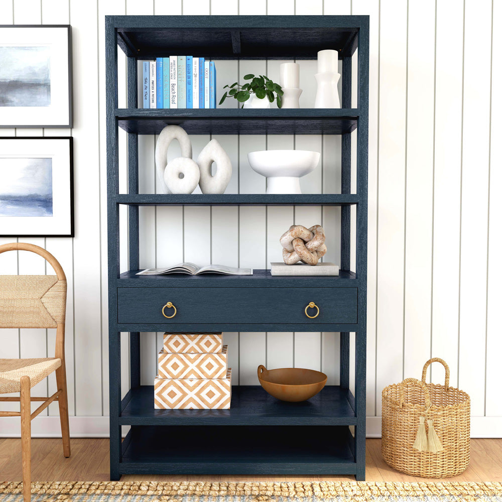 Butler Specialty Company - Lark 70 in. H x 39 in. W Wood 5 Tier Etagere Bookcase, Navy Blue - 5391291