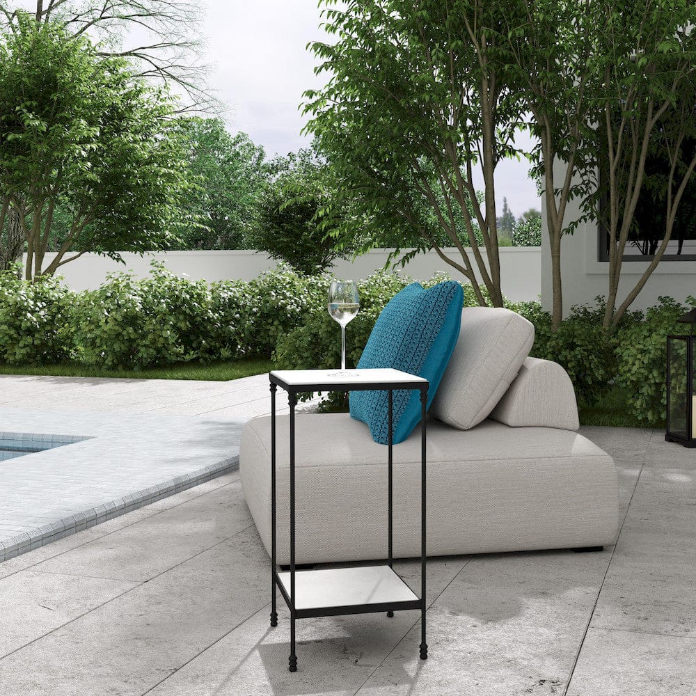 Butler Specialty Company - Larkin 12 in. Square Outdoor Marble & Iron Side Table, Black - 3319437 view 7
