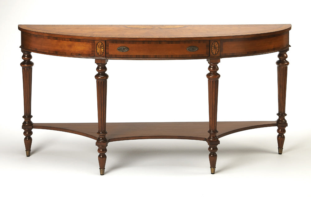 Butler Specialty Company - Connoisseur's - Latham 62 in. W Demilune Wood Console Table, Medium Brown - 1510090