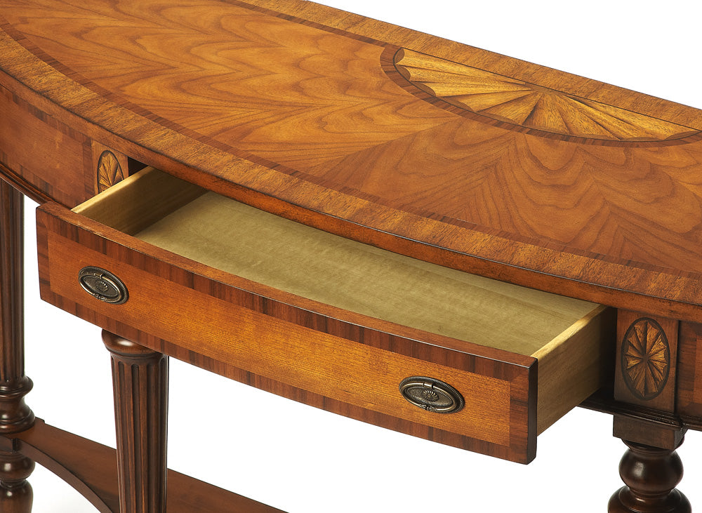 Butler Specialty Company - Connoisseur's - Latham 62 in. W Demilune Wood Console Table, Medium Brown - 1510090