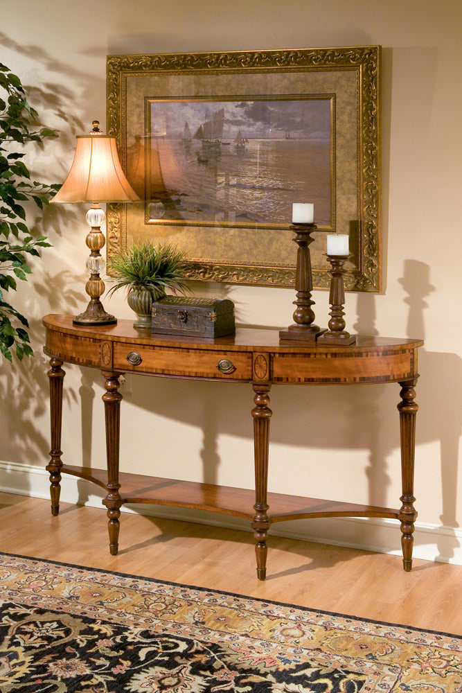 Butler Specialty Company - Connoisseur's - Latham 62 in. W Demilune Wood Console Table, Medium Brown - 1510090
