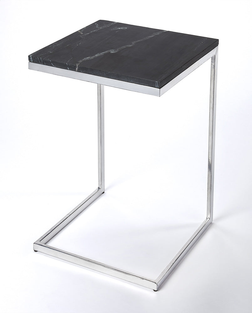Butler Specialty Company - Lawler 16 in. W Square Marble & Metal C- Side Table, Black/Silver - 9349414