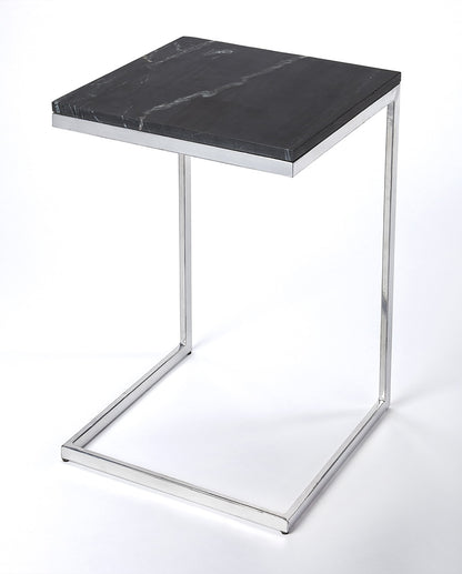 Butler Specialty Company - Lawler 16 in. W Square Marble & Metal C- Side Table, Black/Silver - 9349414