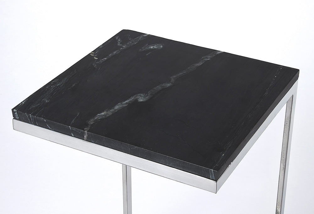 Butler Specialty Company - Lawler 16 in. W Square Marble & Metal C- Side Table, Black/Silver - 9349414