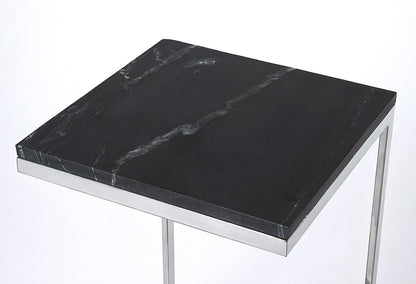 Butler Specialty Company - Lawler 16 in. W Square Marble & Metal C- Side Table, Black/Silver - 9349414