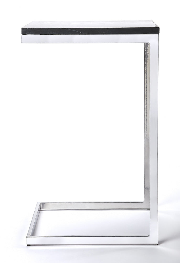 Butler Specialty Company - Lawler 16 in. W Square Marble & Metal C- Side Table, Black/Silver - 9349414