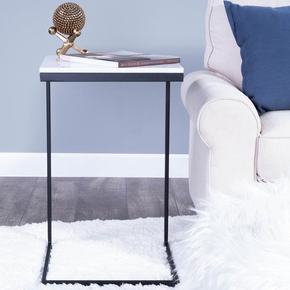 Butler Specialty Company - Lawler 16 in. W Square Marble & Metal C- Side Table, Black/White - 9349295