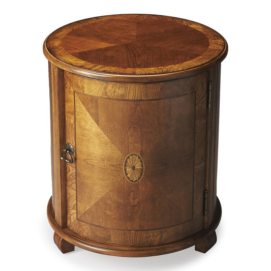 Butler Specialty Company - Lawrie 20 in. W Round Wood Drum Side Table, Medium Brown - 1260101