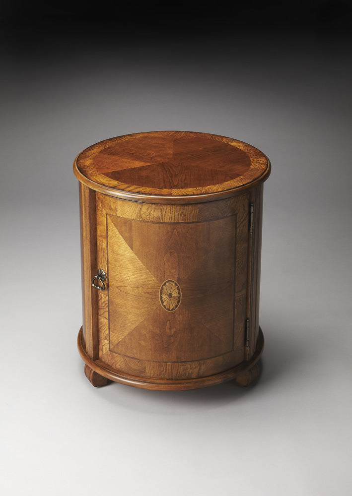 Butler Specialty Company - Lawrie 20 in. W Round Wood Drum Side Table, Medium Brown - 1260101
