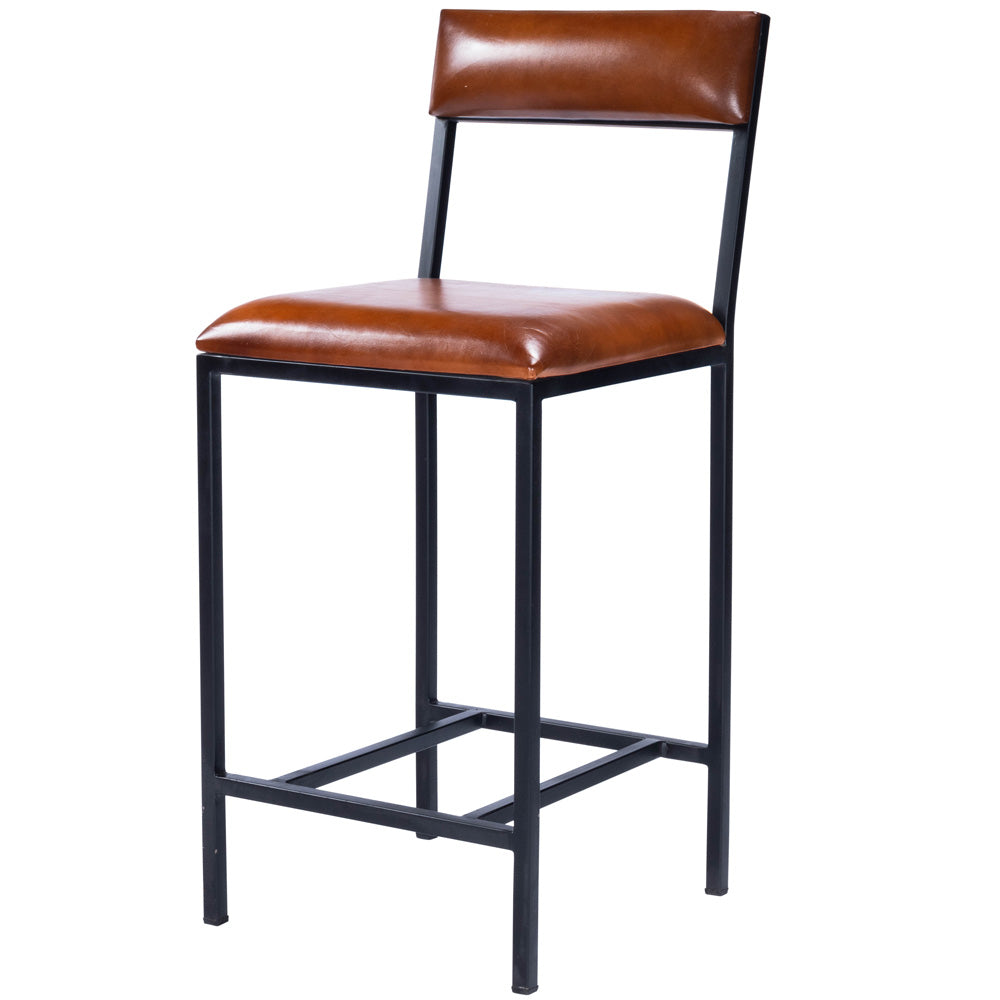 Butler Specialty Company - Lazarus Leather & Metal 27" Counter Stool, Medium Brown - 5495330