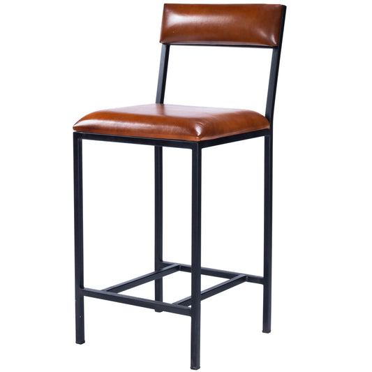 Butler Specialty Company - Lazarus Leather & Metal 27" Counter Stool, Medium Brown - 5495330
