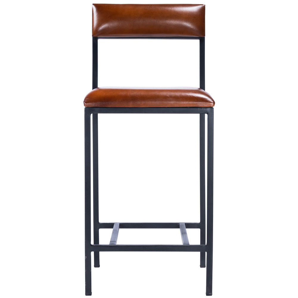 Butler Specialty Company - Lazarus Leather & Metal 27" Counter Stool, Medium Brown - 5495330