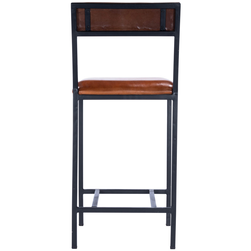 Butler Specialty Company - Lazarus Leather & Metal 27" Counter Stool, Medium Brown - 5495330