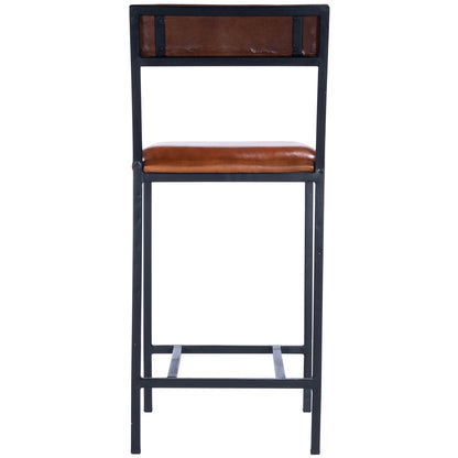 Butler Specialty Company - Lazarus Leather & Metal 27" Counter Stool, Medium Brown - 5495330