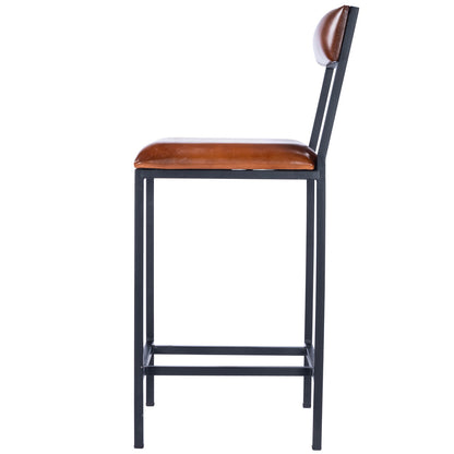 Butler Specialty Company - Lazarus Leather & Metal 27" Counter Stool, Medium Brown - 5495330