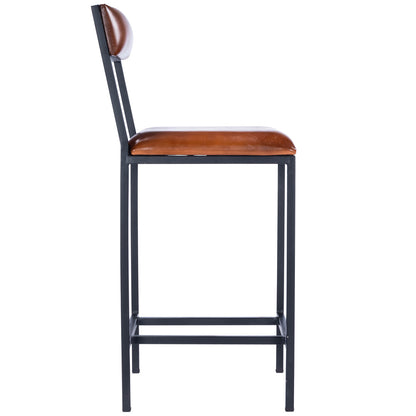 Butler Specialty Company - Lazarus Leather & Metal 27" Counter Stool, Medium Brown - 5495330