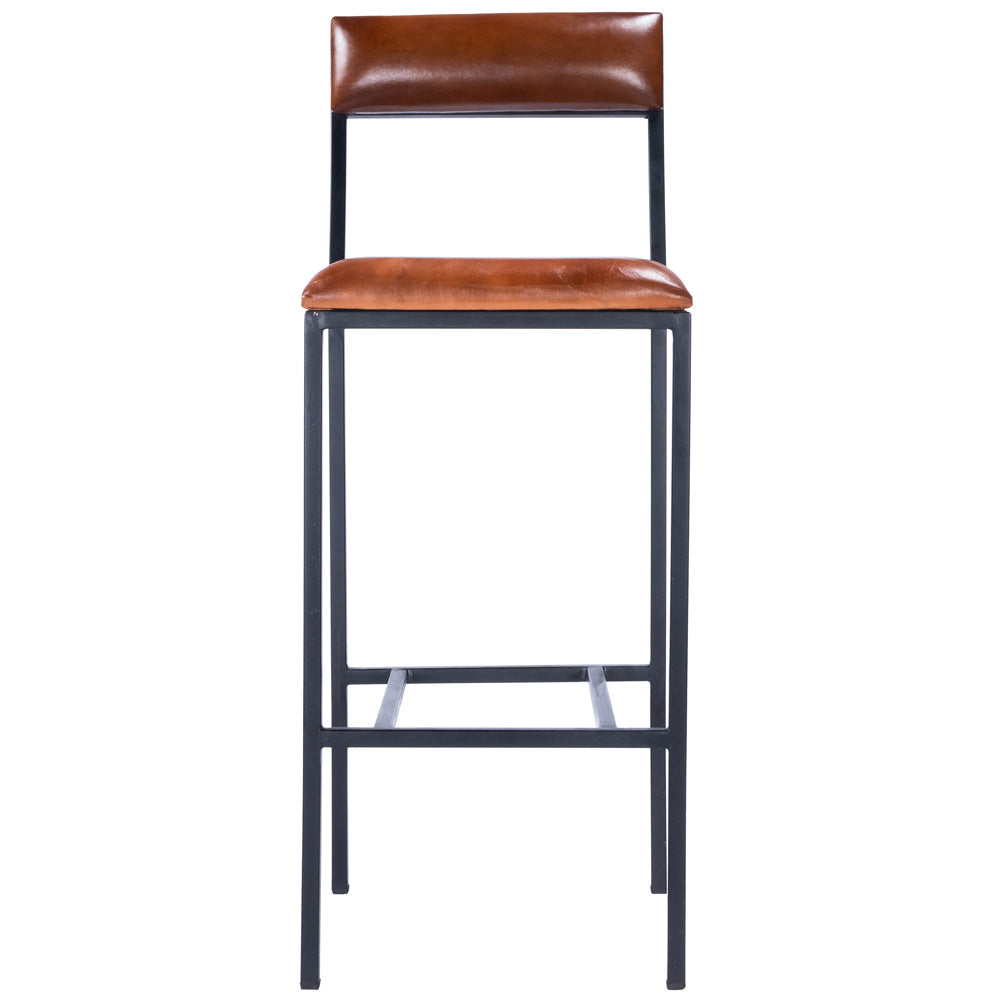 Butler Specialty Company - Lazarus Leather & Metal 31.5" Bar Stool, Medium Brown - 5496330