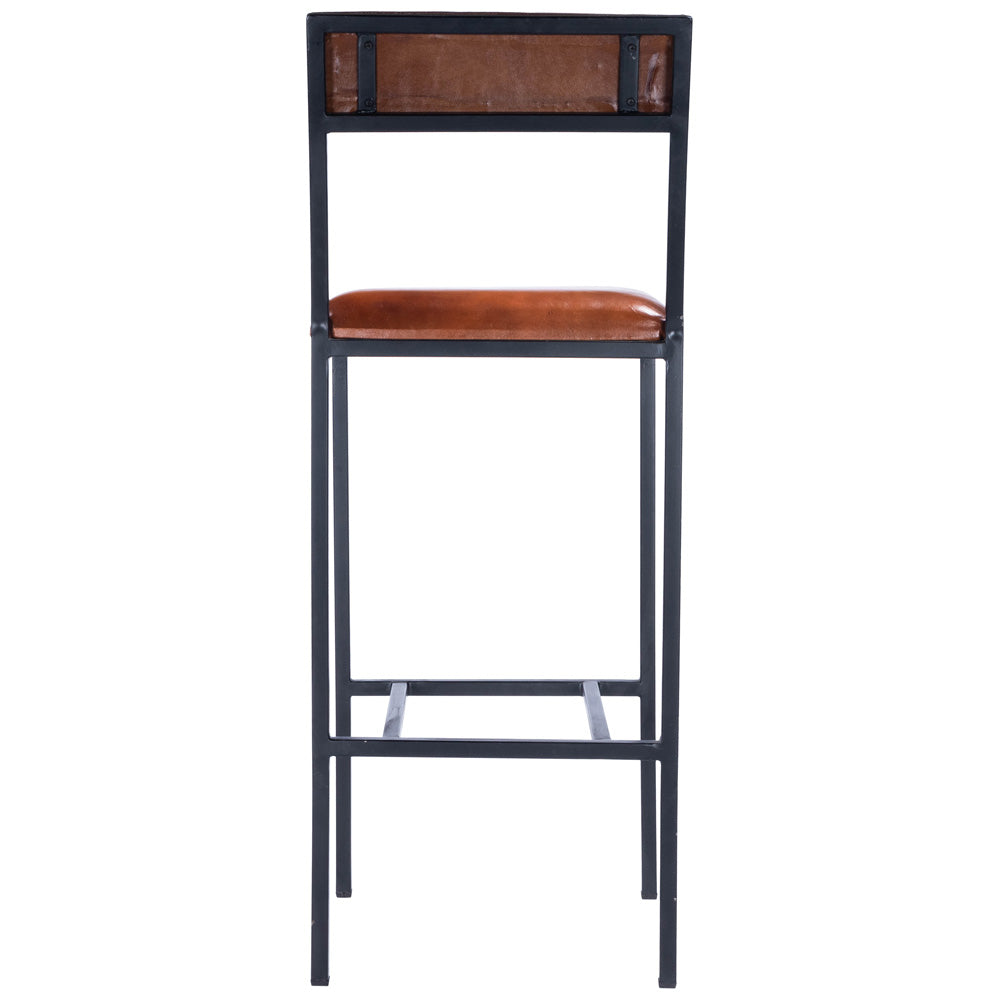 Butler Specialty Company - Lazarus Leather & Metal 31.5" Bar Stool, Medium Brown - 5496330