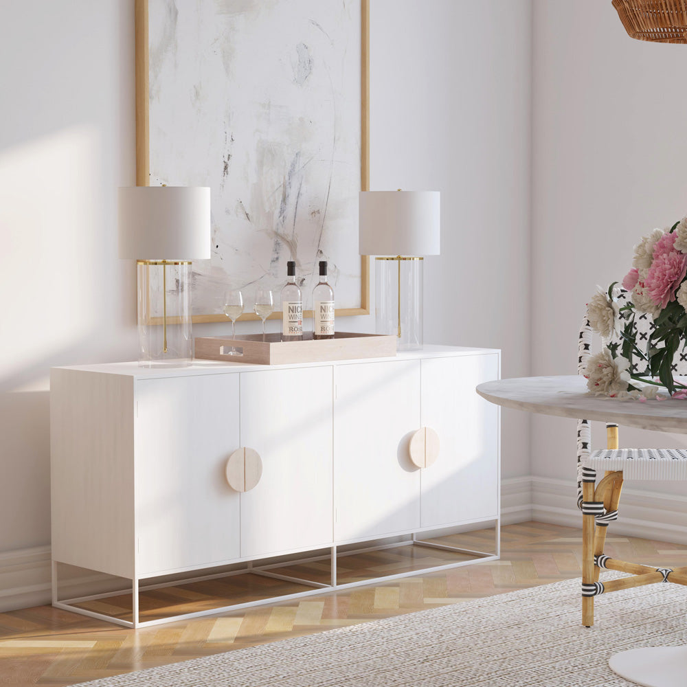 Butler Specialty Company - Lennasa 63 in. W Rectangular Wood Sideboard with 4 Doors and 2 Interior Shelves, White - 5581288
