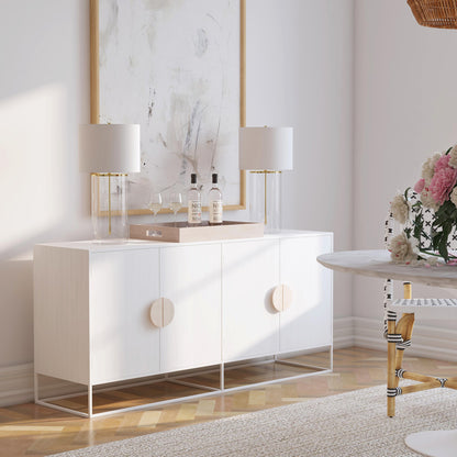 Butler Specialty Company - Lennasa 63 in. W Rectangular Wood Sideboard with 4 Doors and 2 Interior Shelves, White - 5581288
