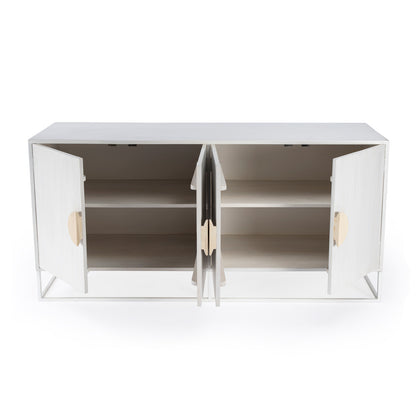 Butler Specialty Company - Lennasa 63 in. W Rectangular Wood Sideboard with 4 Doors and 2 Interior Shelves, White - 5581288