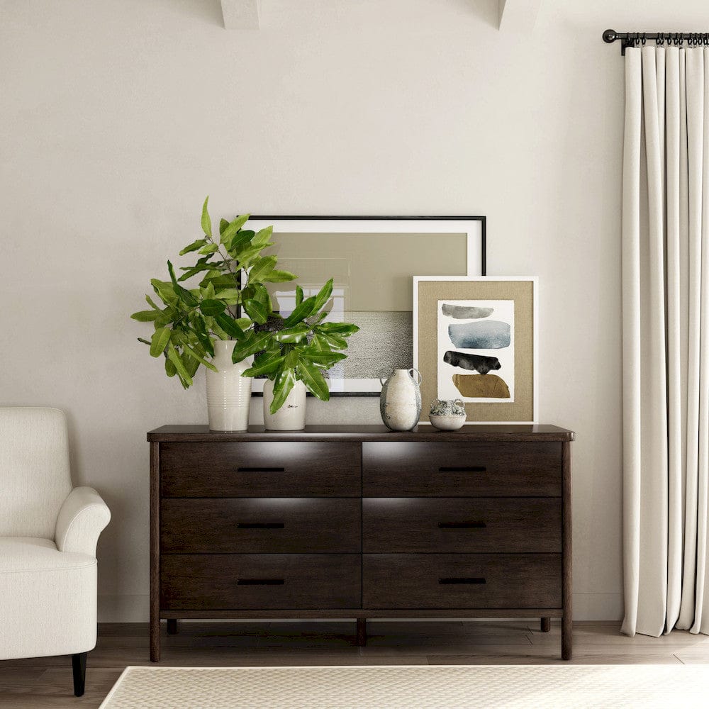 Butler Specialty Company - Lennon 60 in. W Rectangular 6 Drawer Wood Rounded Leg Dresser, Brown - 5755474 view 6