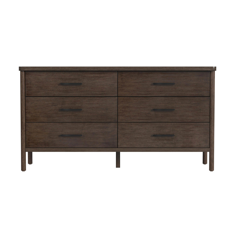 Butler Specialty Company - Lennon 60 in. W Rectangular 6 Drawer Wood Rounded Leg Dresser, Brown - 5755474
