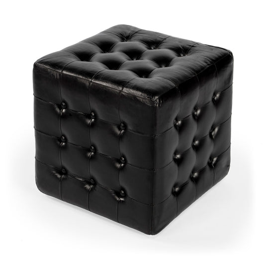 Butler Specialty Company - Leon 18 in. W Square Leather Cube Ottoman, Black - 6165034