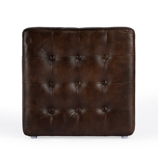 Butler Specialty Company - Leon 18 in. W Square Leather Cube Ottoman, Dark Brown - 6165117