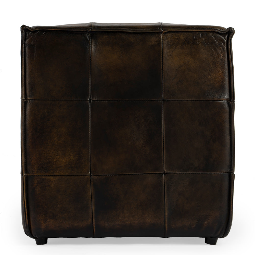 Butler Specialty Company - Leon 18 in. W Square Upholstered Leather Cube Ottoman, Dark Brown - 5561117