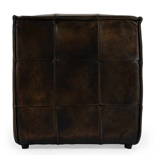 Butler Specialty Company - Leon 18 in. W Square Upholstered Leather Cube Ottoman, Dark Brown - 5561117