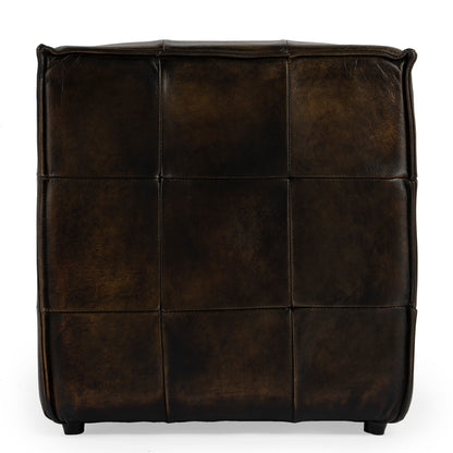 Butler Specialty Company - Leon 18 in. W Square Upholstered Leather Cube Ottoman, Dark Brown - 5561117