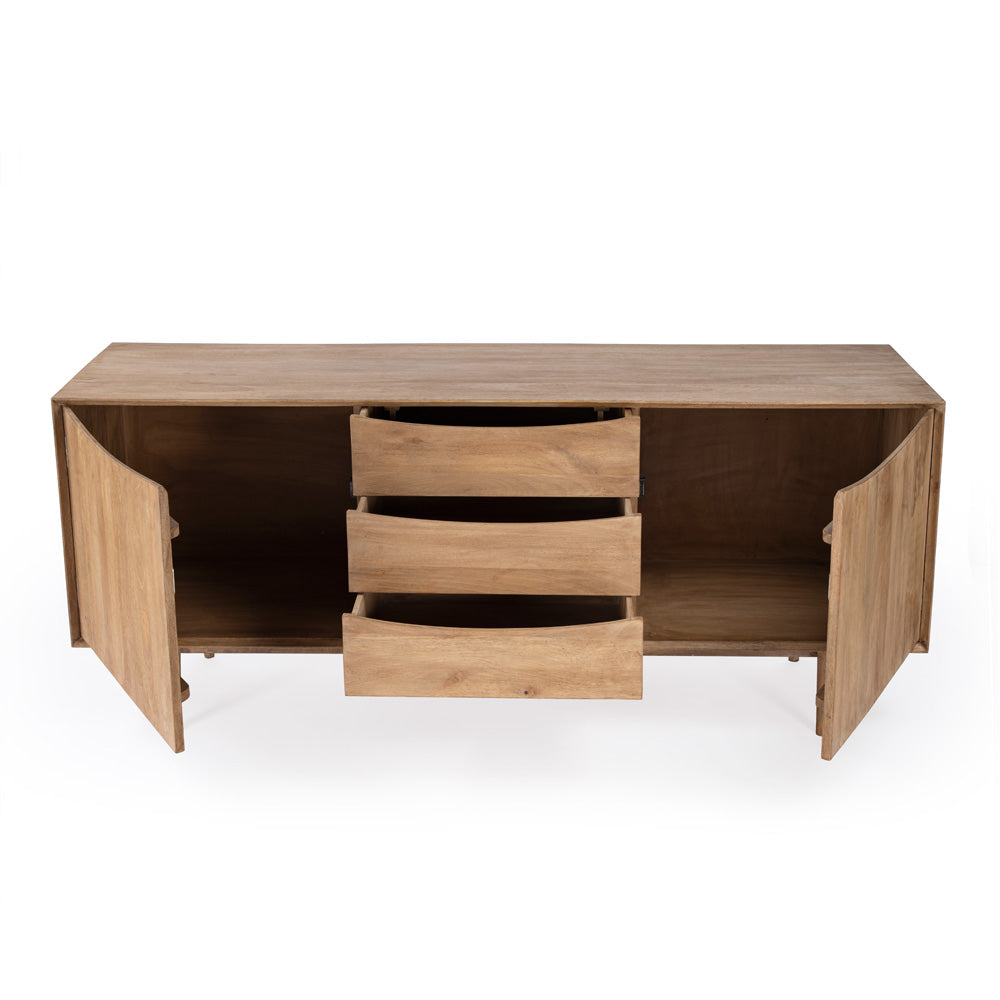 Butler Specialty Company - Leonidin 67 in. W Rectangular Wood 3 Drawer 2 Door Sideboard, Light Brown - 5598312