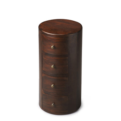 Butler Specialty Company - Liam 11 in. W Round Wood 4 Drawer End Table, Dark Brown - 1176260