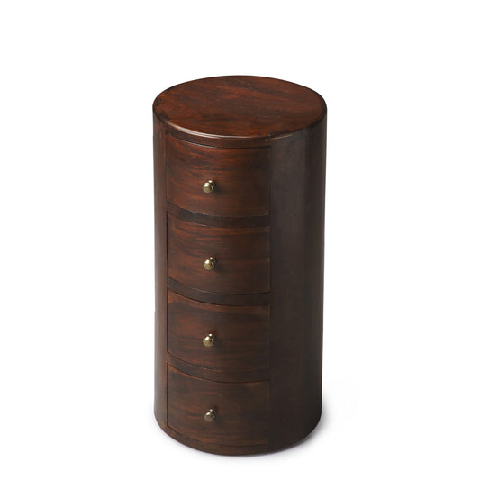 Butler Specialty Company - Liam 11 in. W Round Wood 4 Drawer End Table, Dark Brown - 1176260