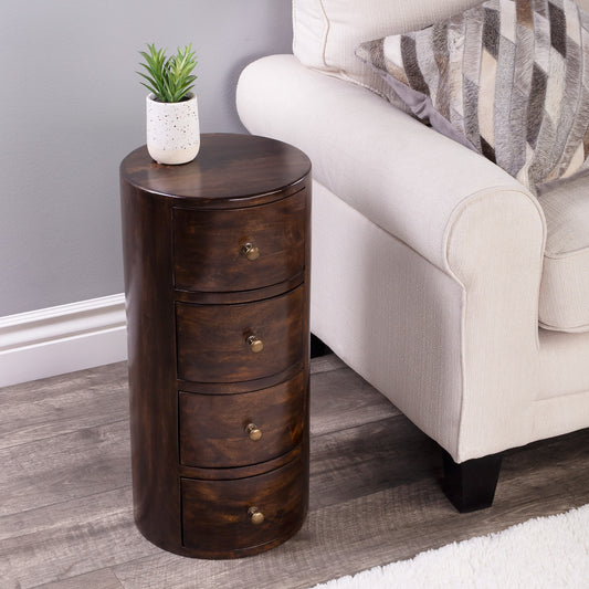 Butler Specialty Company - Liam 11 in. W Round Wood 4 Drawer End Table, Dark Brown - 1176117