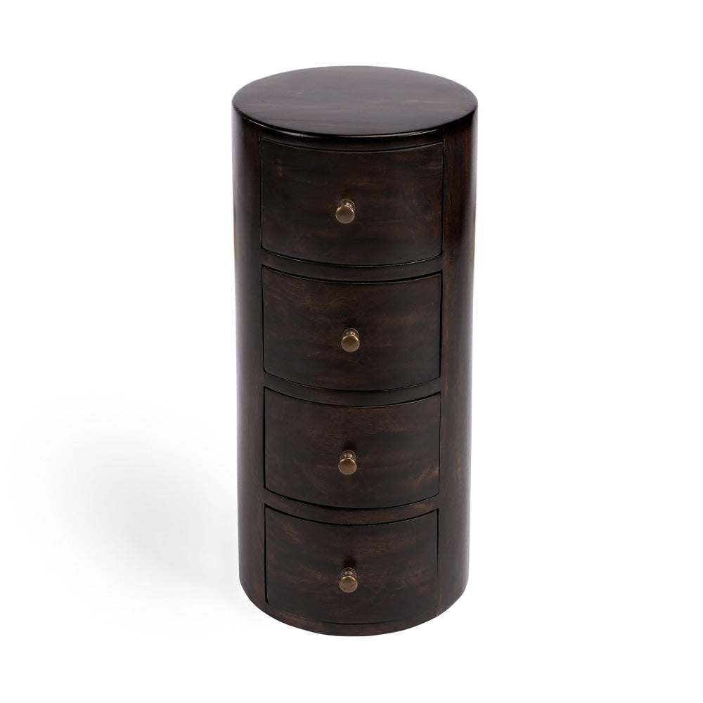 Butler Specialty Company - Liam 11 in. W Round Wood 4 Drawer End Table, Dark Brown - 1176117