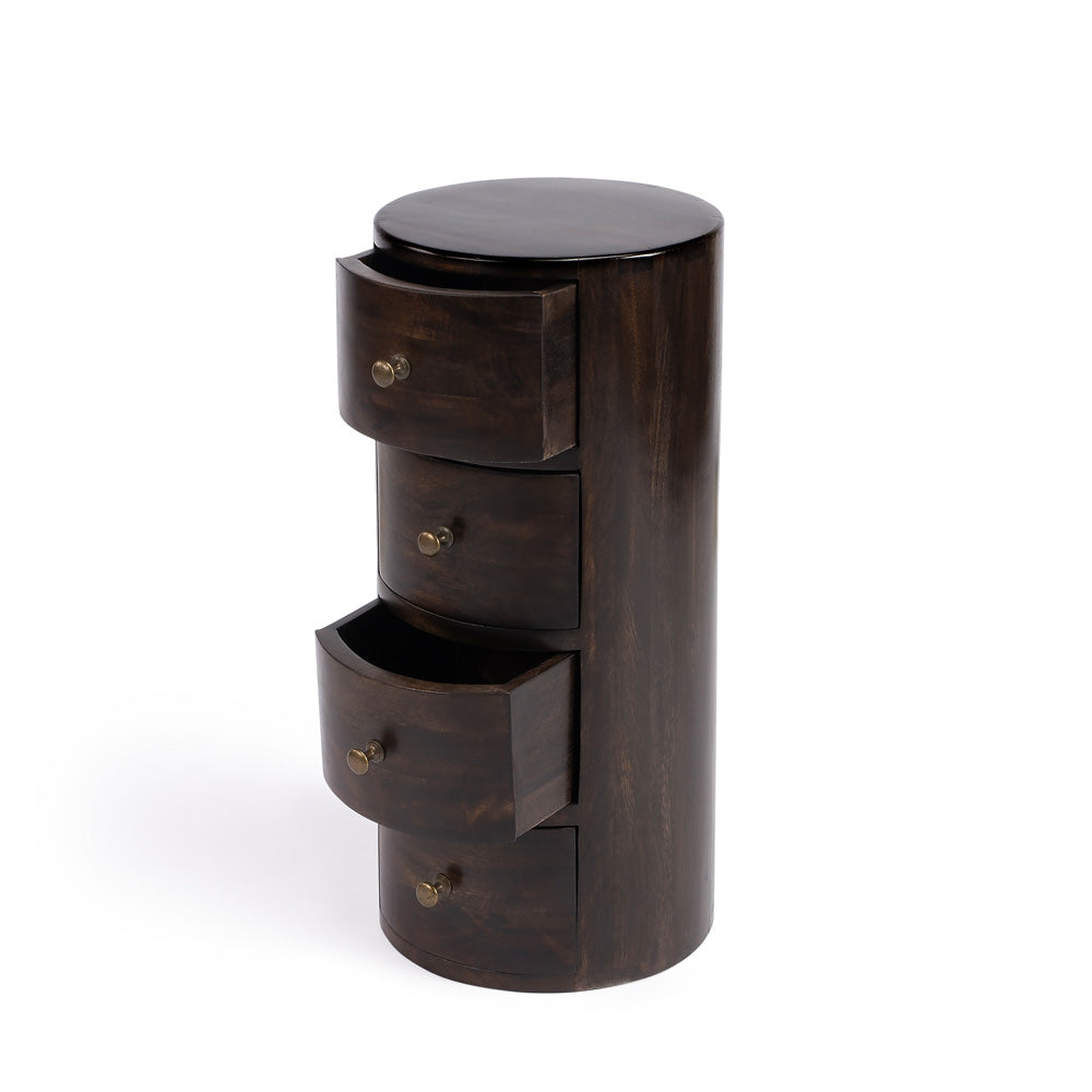 Butler Specialty Company - Liam 11 in. W Round Wood 4 Drawer End Table, Dark Brown - 1176117