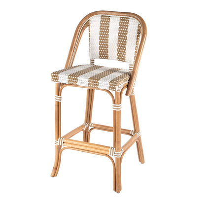 Butler Specialty Company - Lila Rattan 28 in. Seat Height Bar Stool w Back and Footrest, Beige, White - 3715984 View 1