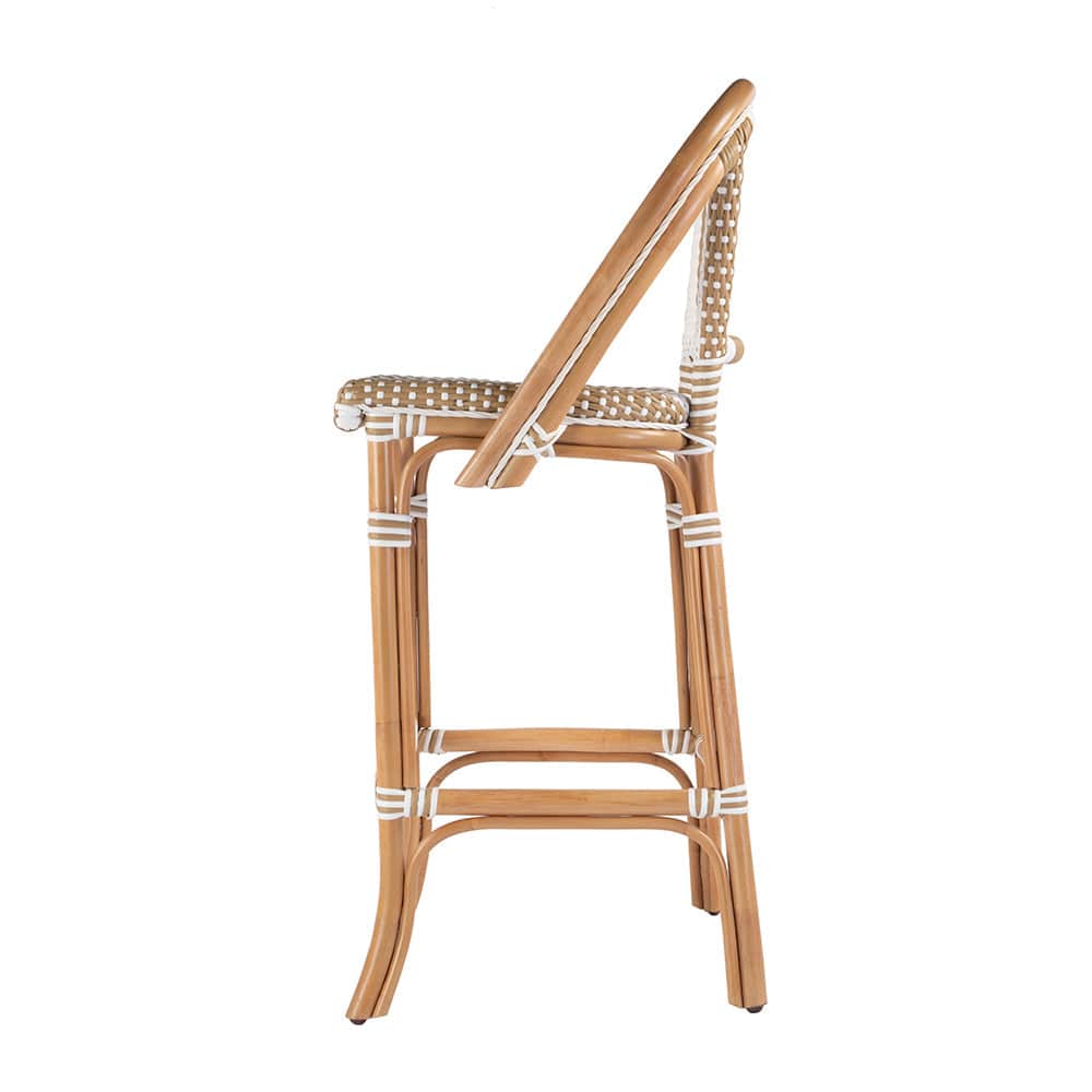 Butler Specialty Company - Lila Rattan 28 in. Seat Height Bar Stool w Back and Footrest, Beige, White - 3715984 View 3