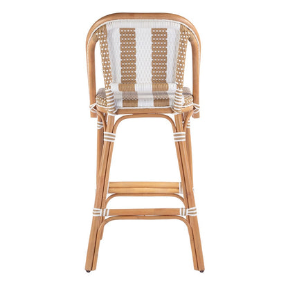 Butler Specialty Company - Lila Rattan 28 in. Seat Height Bar Stool w Back and Footrest, Beige, White - 3715984 View 4