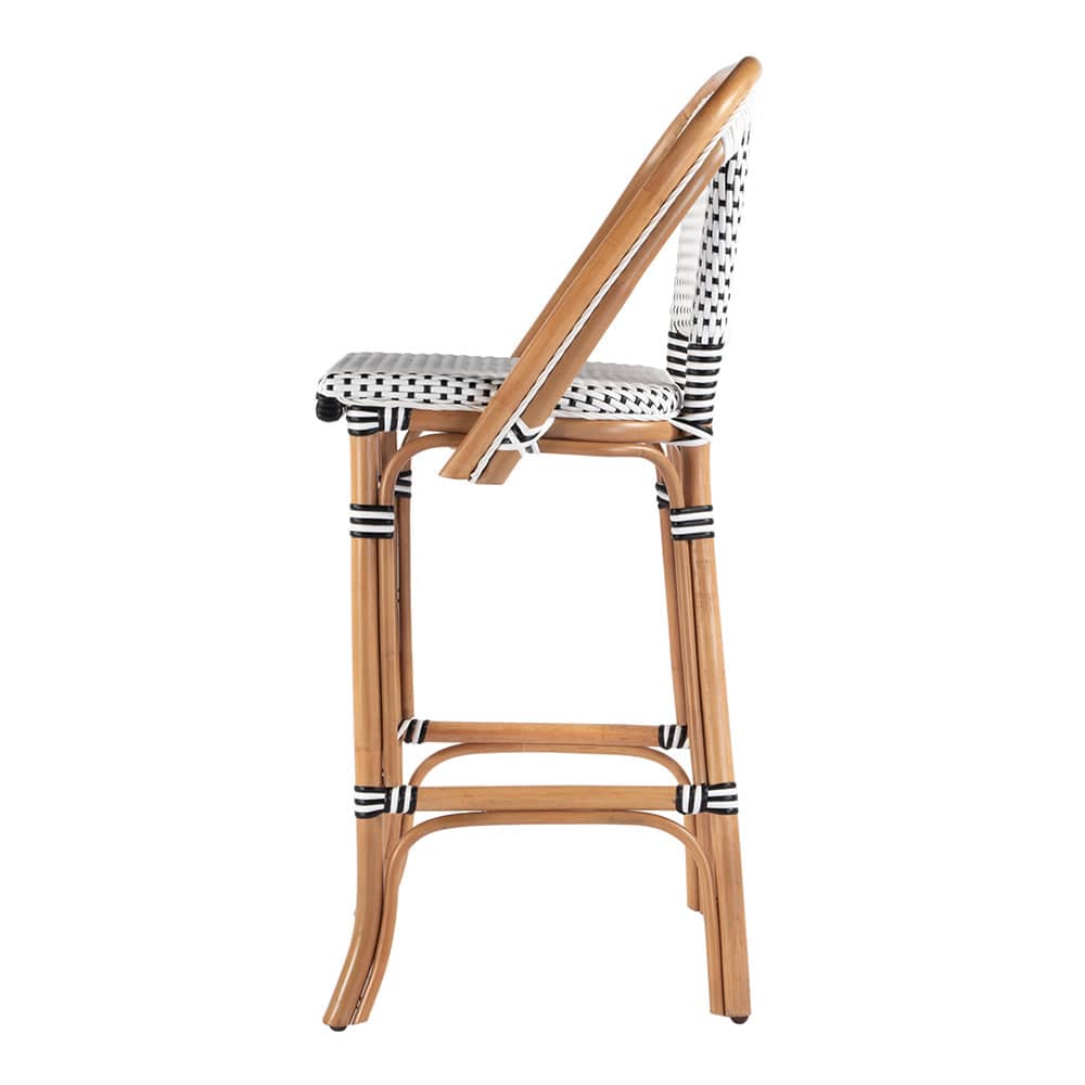Butler Specialty Company - Lila Rattan 28 in. Seat Height Bar Stool w Back and Footrest, Black, White - 3715295 View 3