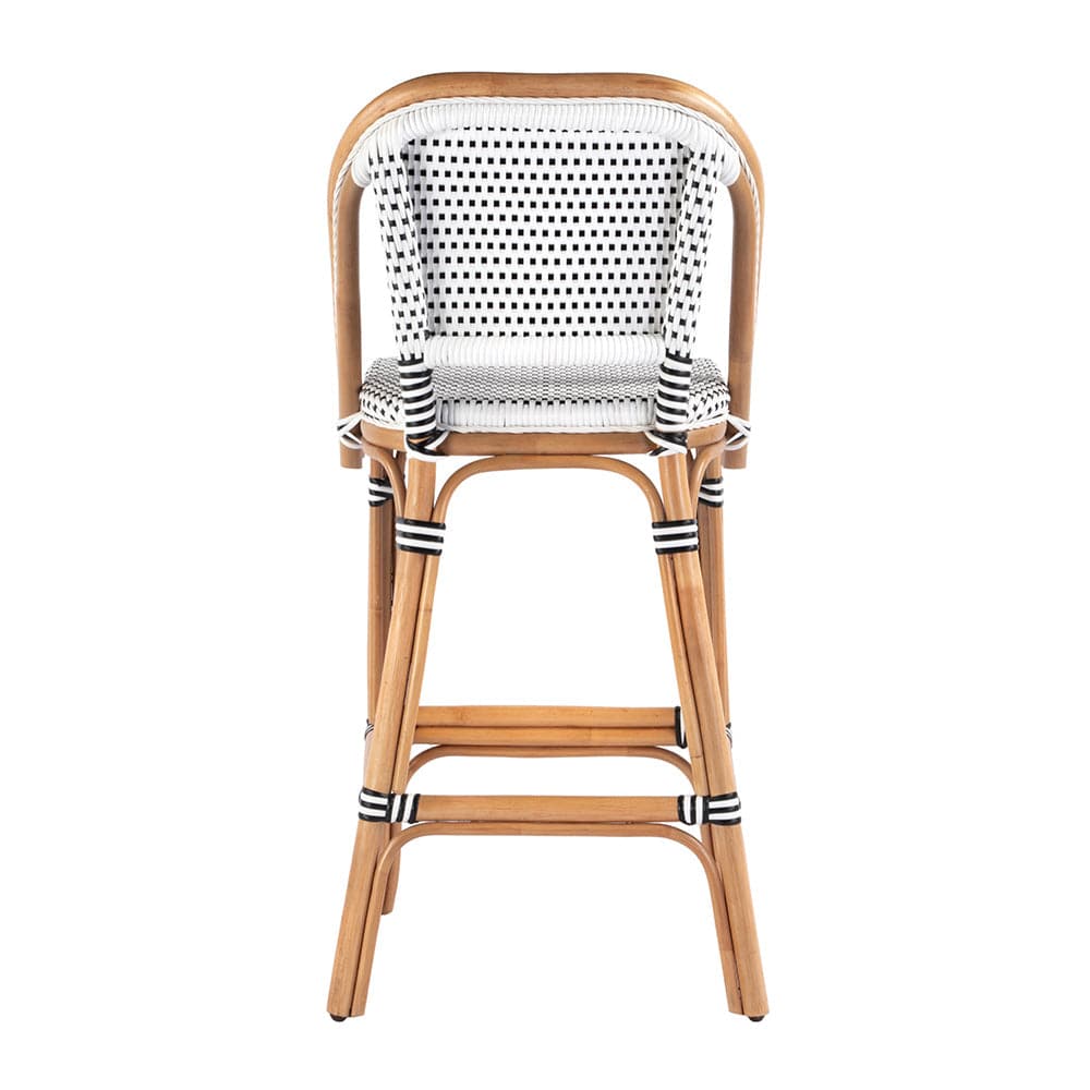 Butler Specialty Company - Lila Rattan 28 in. Seat Height Bar Stool w Back and Footrest, Black, White - 3715295 View 4
