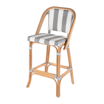 Butler Specialty Company - Lila Rattan 28 in. Seat Height Bar Stool w Back and Footrest, Gray, White - 3715144 View 1