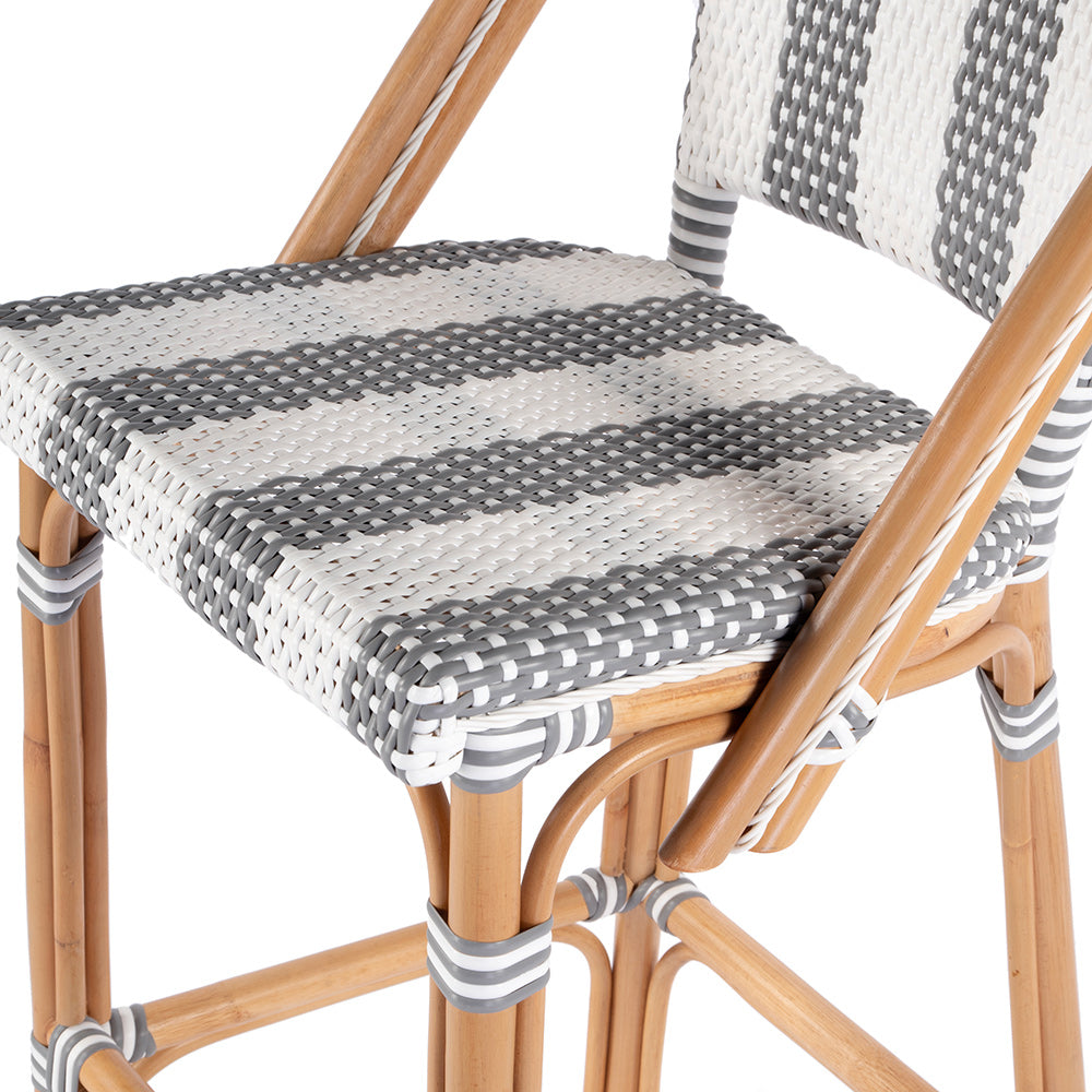 Butler Specialty Company - Lila Rattan 28 in. Seat Height Bar Stool w Back and Footrest, Gray, White - 3715144 View 2