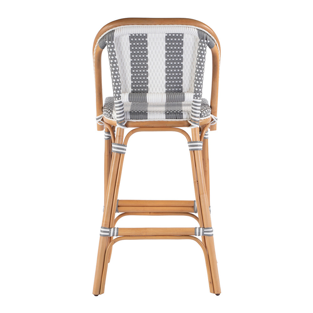 Butler Specialty Company - Lila Rattan 28 in. Seat Height Bar Stool w Back and Footrest, Gray, White - 3715144 View 4