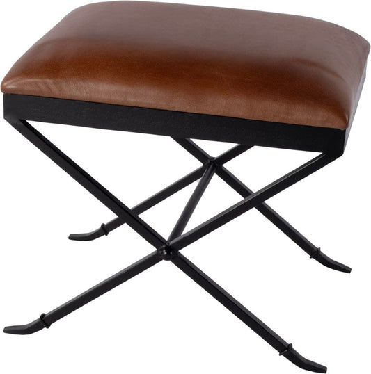 Butler Specialty Company Livingston 20 in. W Leather Upholstered Accent Stool  - Brown,Black - 5906344 view 1