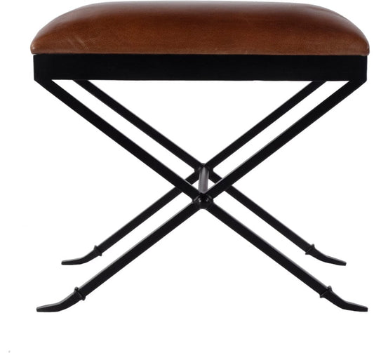 Butler Specialty Company Livingston 20 in. W Leather Upholstered Accent Stool  - Brown,Black - 5906344 view 2
