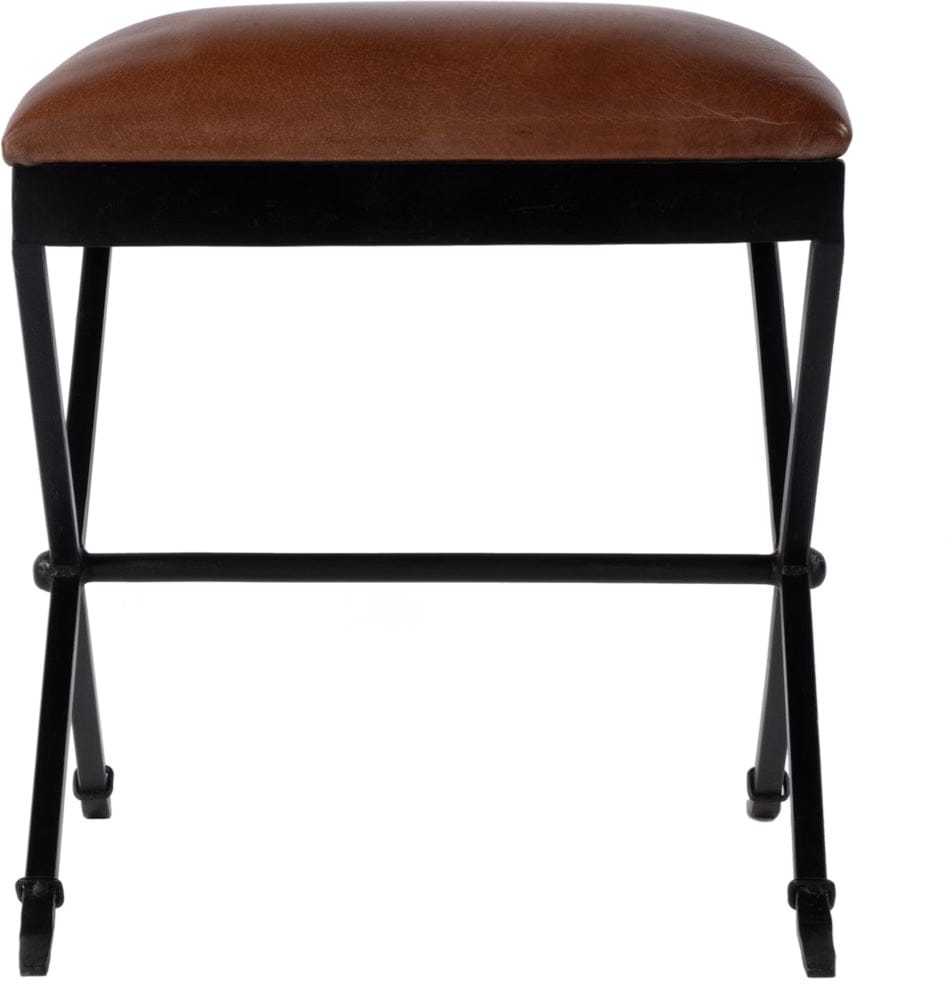 Butler Specialty Company Livingston 20 in. W Leather Upholstered Accent Stool  - Brown,Black - 5906344 view 3