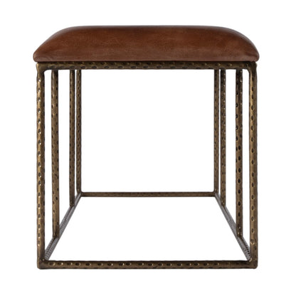 Butler Specialty Company - Lloyd 48 in. W Leather and Iron Backless Upholstered Bench, Brown, Gold - 5828344 View 4